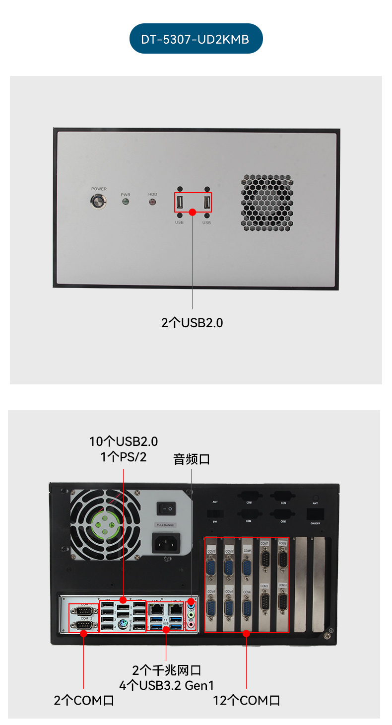 国产腾锐D2000工控机,2个千兆网口12个串口工控主机,DT-610L-UD2KMB.jpg